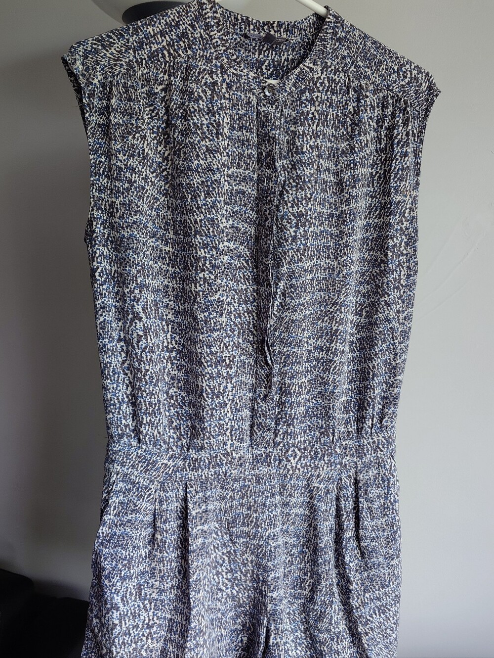 Vince Blue and White Printed Silk Romper